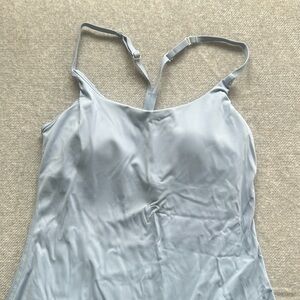 Halara longer fit straps dress with built in shorts & bra